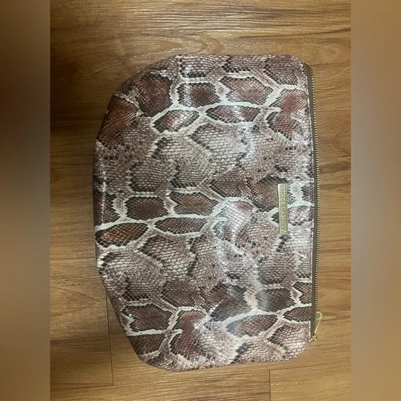 Vince Camuto Snakeskin Pattern Clutch - Brown and Cream - Picture 1 of 4
